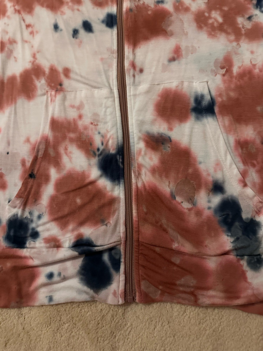 VENUS Rust & Navy Tie-Dye V-Neck Top - Picture 3 of 4